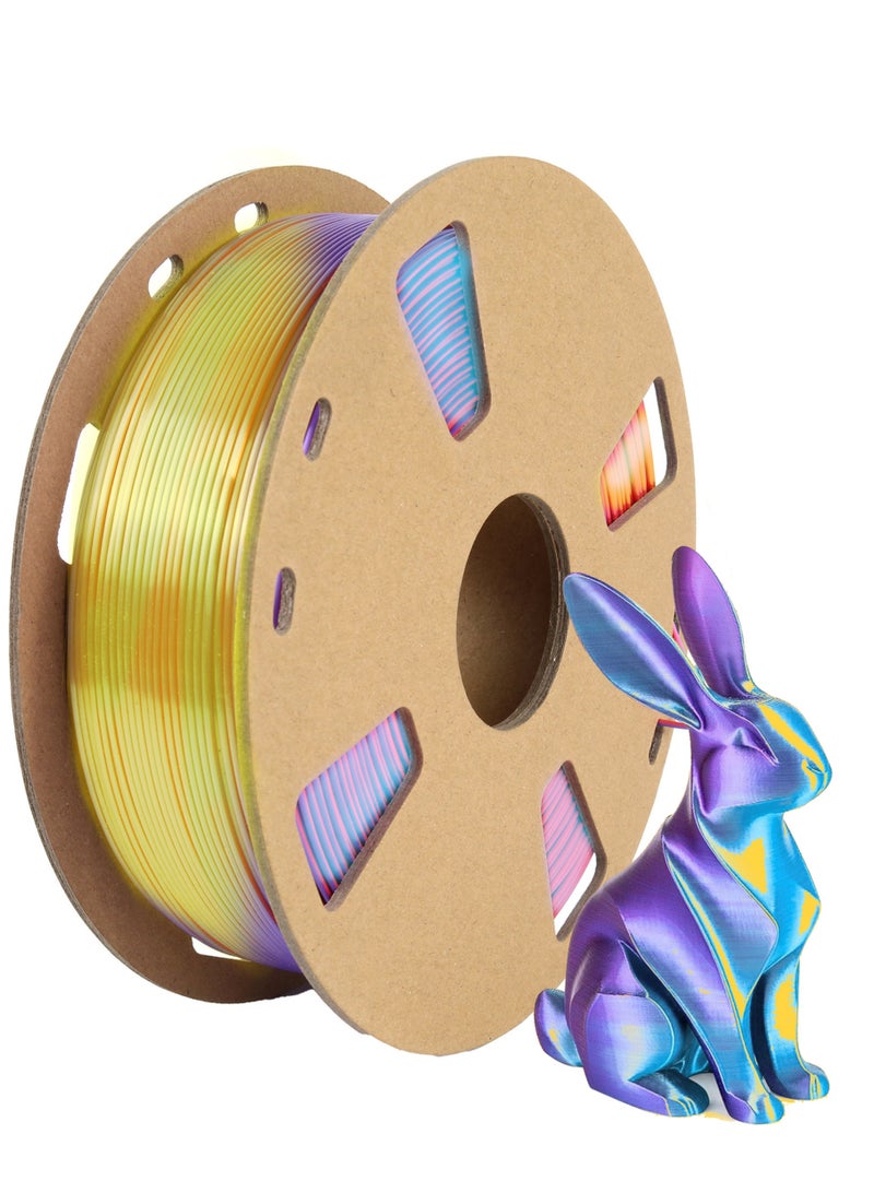 ألبنيجين خيط PLA حريري ثلاثي الألوان عيار 1.75 مم، وزن 1 كجم، مادة للطباعة ثلاثية الأبعاد مع بكرة ومعبأ بالتفريغ الهوائي، دقة أبعاد +/- 0.02 مم، طول 340 متر، يناسب معظم طابعات FDM ثلاثية الأبعاد - Image 1