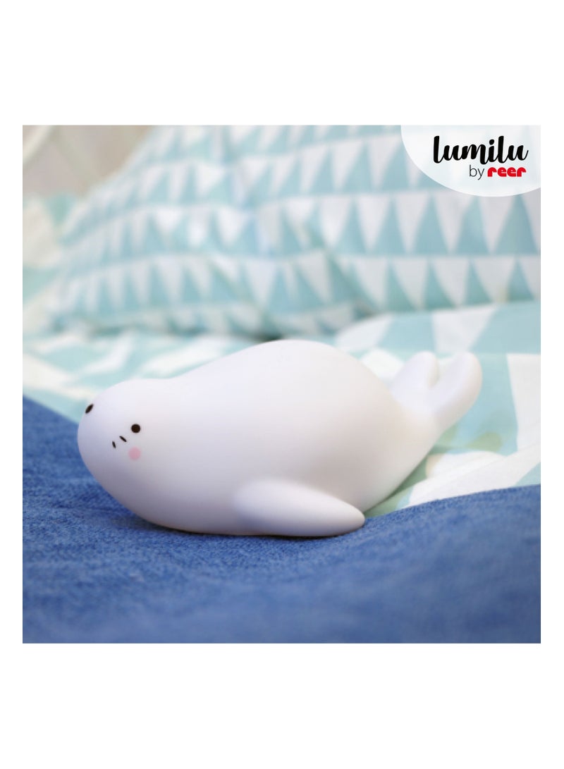 Reer lumilu Lazy Friends Seal, Cute Seal Night Light With 2 Brightness Levels, White/Neutral - Image 4