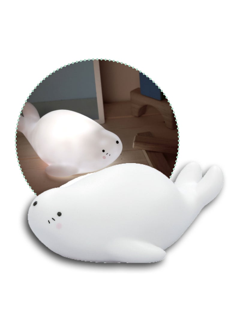 Reer lumilu Lazy Friends Seal, Cute Seal Night Light With 2 Brightness Levels, White/Neutral - Image 1