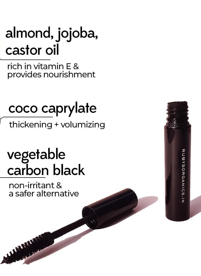 Ruby's Organics - Natural Mascara - Non-toxic & Waterproof - Safe & Non-irritating for Sensitive Eyes - Black, 6.5ml - Image 1