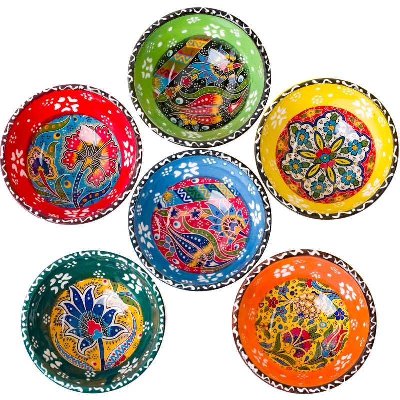 BCS Ceramic Pinch Bowls Set of 6 Small Bowls for Dipping  Cooking Prep  Charcuterie Board Bowls Soy Sauce Dish Handmade Multicolor Decorative Serving Dishes 32  3 oz