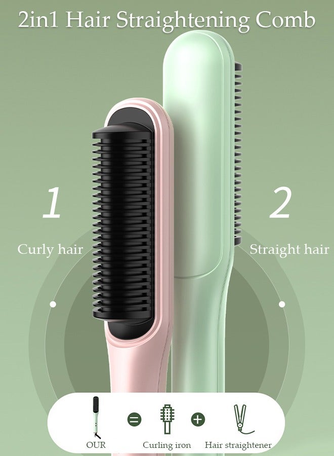 DUNISO Hair Straightener Brush, Hair Straightening Iron with Temperature Indicator Light Built-in Comb, Fast Heating & 5 Temp Settings & Anti-Scald, Perfect for Professional Salon at Home - Image 5