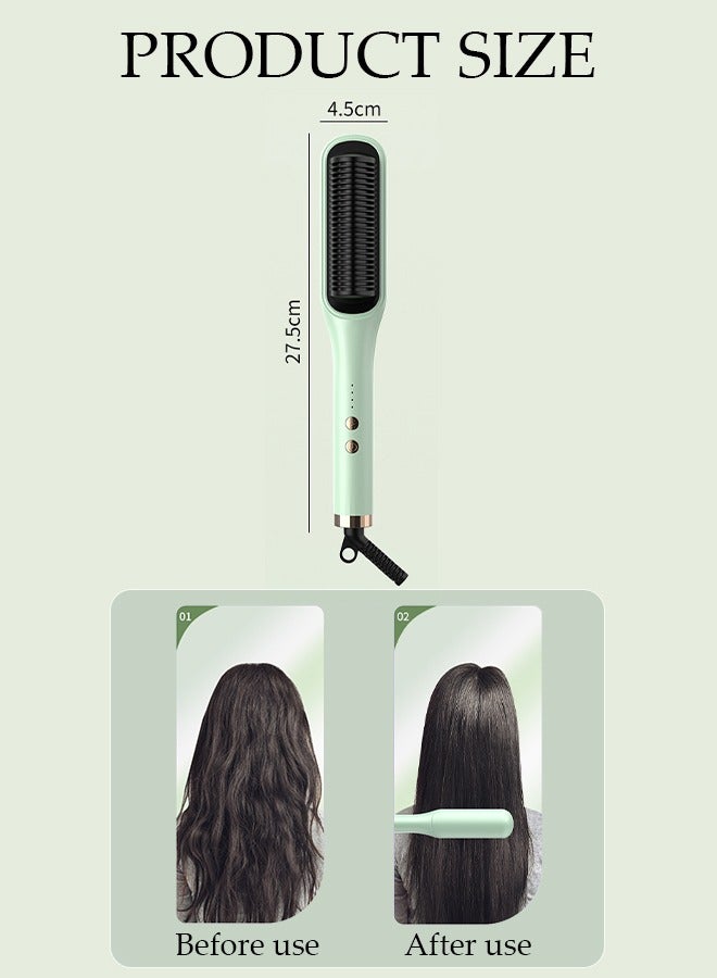 DUNISO Hair Straightener Brush, Hair Straightening Iron with Temperature Indicator Light Built-in Comb, Fast Heating & 5 Temp Settings & Anti-Scald, Perfect for Professional Salon at Home - Image 2