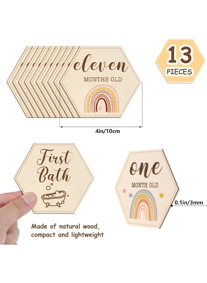 Amyhill 13 Pcs Wooden Baby Milestone Blocks Cards - Image 2