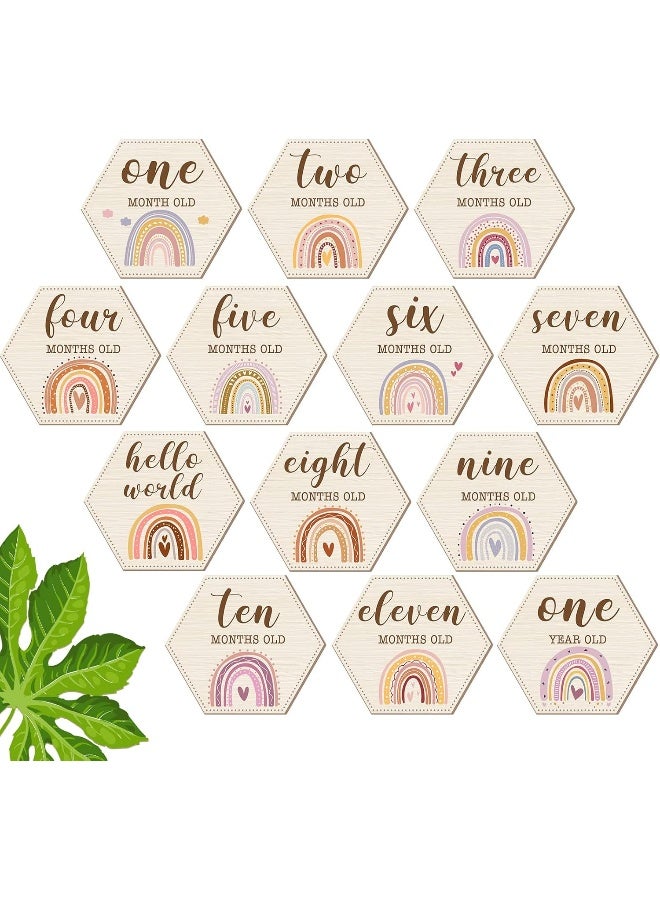 Amyhill 13 Pcs Wooden Baby Milestone Blocks Cards - Image 1