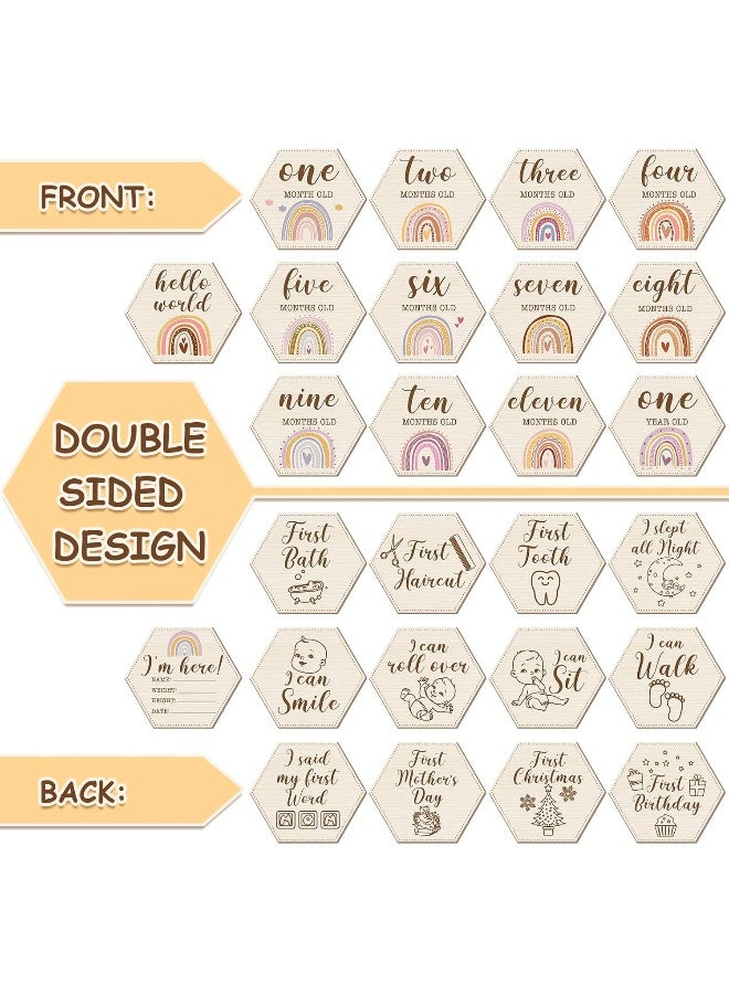 Amyhill 13 Pcs Wooden Baby Milestone Blocks Cards - Image 3
