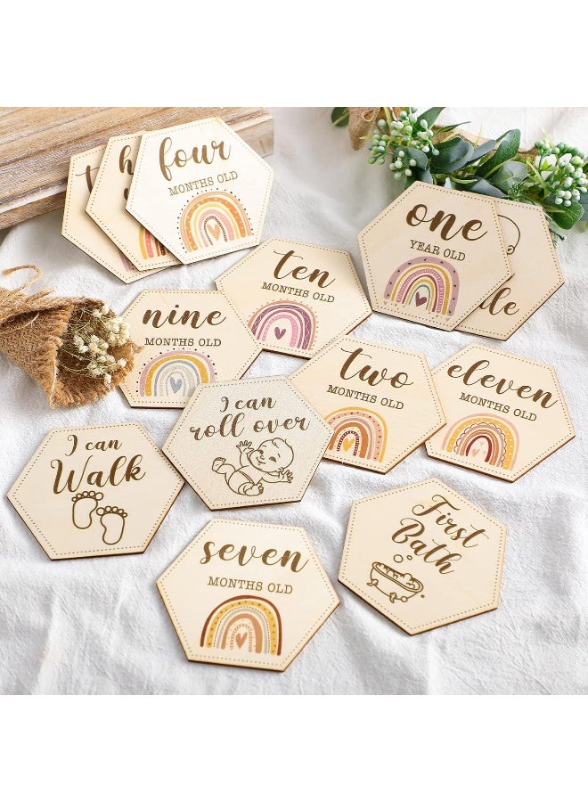 Amyhill 13 Pcs Wooden Baby Milestone Blocks Cards - Image 5