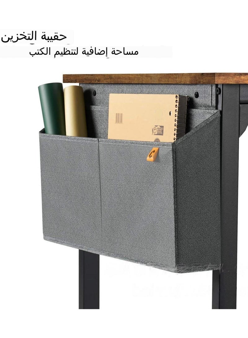 فاشون هوم مكتب كمبيوتر صغير، مكتب كتابة، مكتب دراسة مريح، طاولة عمل بتصميم عصري بسيط مع حقيبة تخزين 100 سم - Image 4