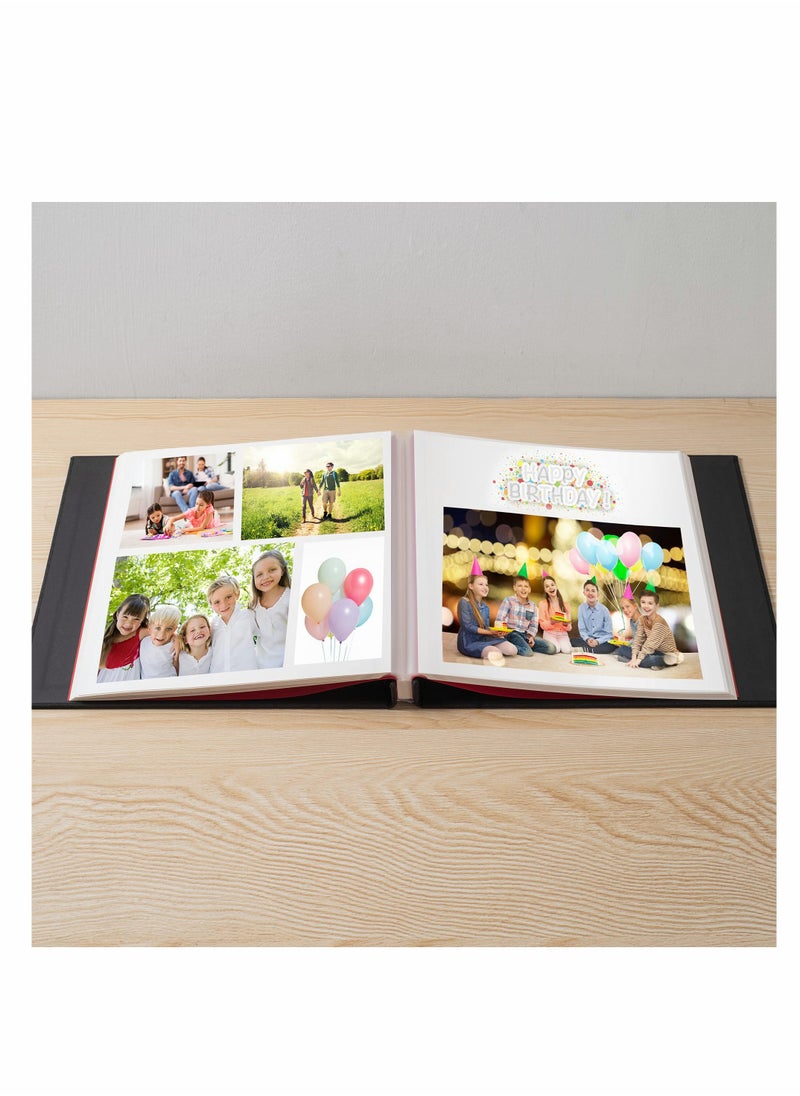 SYOSI Photo Album Self Adhesive 3x5 4x6 5x7 6x8 8x10 8.5x11 11x10.6 Magnetic Scrapbook Album DIY Length 11x10.6 Inch 40 Pages Linen Cover DIY Photo Album with A Metallic Pen and DIY Accessories (Black)  - Image 2