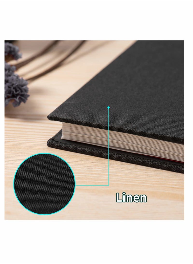 SYOSI Photo Album Self Adhesive 3x5 4x6 5x7 6x8 8x10 8.5x11 11x10.6 Magnetic Scrapbook Album DIY Length 11x10.6 Inch 40 Pages Linen Cover DIY Photo Album with A Metallic Pen and DIY Accessories (Black)  - Image 5