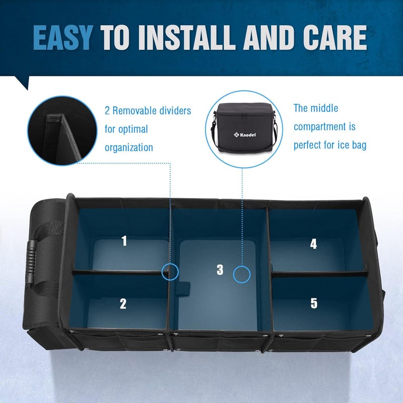 Extra Large Trunk Organizer with Cooler Bag - 3 Compartments, Heavy Duty SUV Organizer with Adjustable Straps (4-in-1, Black) - Image 5