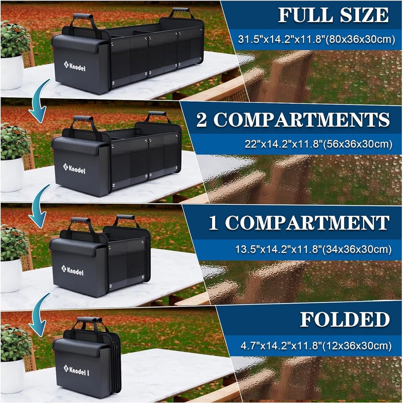 Extra Large Trunk Organizer with Cooler Bag - 3 Compartments, Heavy Duty SUV Organizer with Adjustable Straps (4-in-1, Black) - Image 4