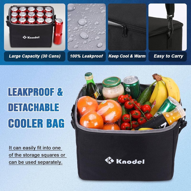 Extra Large Trunk Organizer with Cooler Bag - 3 Compartments, Heavy Duty SUV Organizer with Adjustable Straps (4-in-1, Black) - Image 3