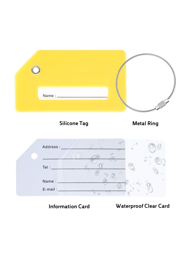 RTYY 6 قطع من علامات الأمتعة المصنوعة من السيليكون مع بطاقة هوية الاسم مثالية لتحديد مكان حقيبة الأمتعة بسرعة لإكسسوارات السفر وحقائب السفر وعلامة المفاتيح - Image 3