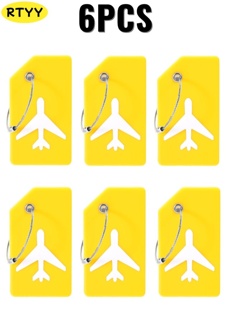 RTYY 6 قطع من علامات الأمتعة المصنوعة من السيليكون مع بطاقة هوية الاسم مثالية لتحديد مكان حقيبة الأمتعة بسرعة لإكسسوارات السفر وحقائب السفر وعلامة المفاتيح - Image 1