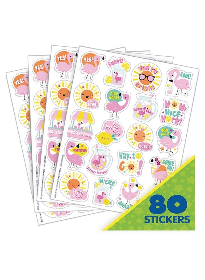 EUREKA Flamingo Strawberry Lemonade Scented Stickers Pack Of 80 - Image 3