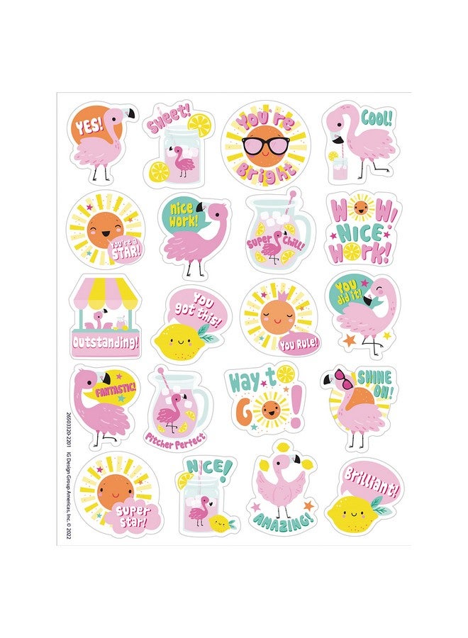 EUREKA Flamingo Strawberry Lemonade Scented Stickers Pack Of 80 - Image 1