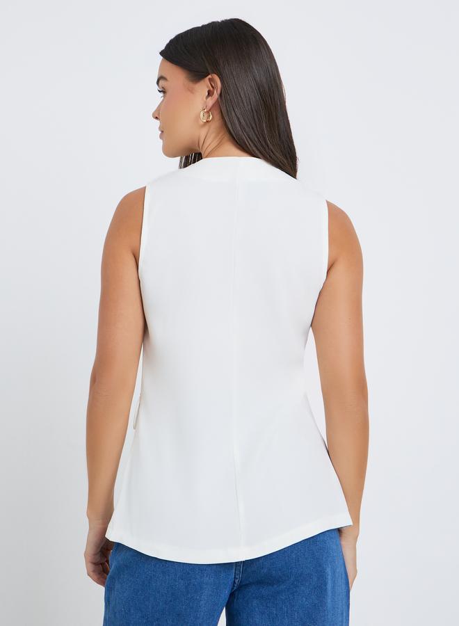 Styli Solid Tailored Sleeveless Buttoned Vest - Image 4