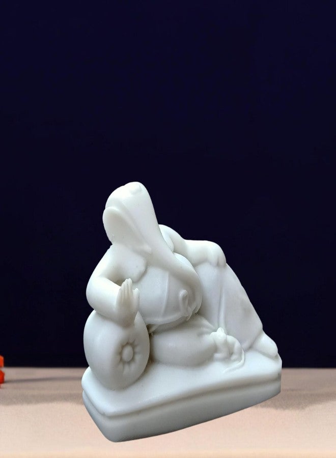 NIRAJ ART Marble Handmade White Raja Ganesh Sidhivinayak Ganpati Idol Statue Murti for Home/Office (3-Inch) - Image 2