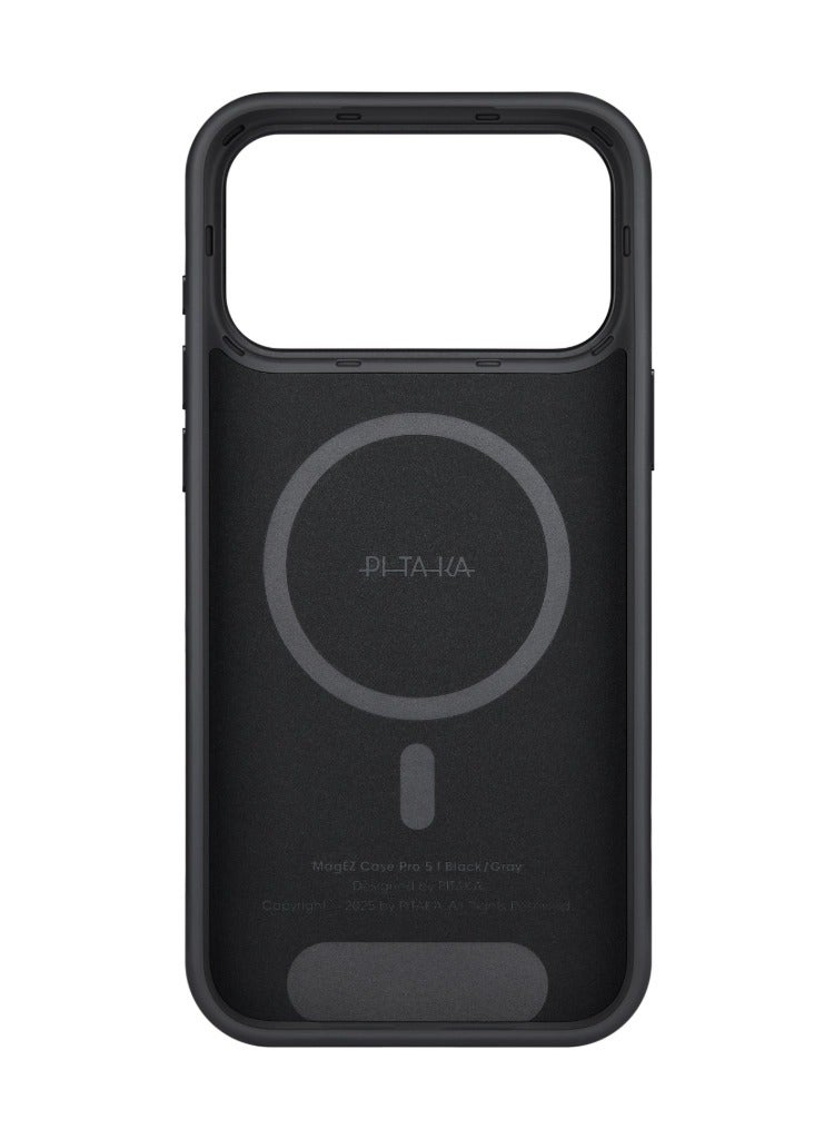 بيتاكا حافظة Aramid UltraGuard لـ iPhone 17 Pro / متوافقة مع MagSafe / حماية بمعيار عسكري / مقاومة للخدوش / نحيفة وخفيفة الوزن / غطاء خلفي / زر محسّن بتقنية كابتيف - أسود/رمادي - Image 2