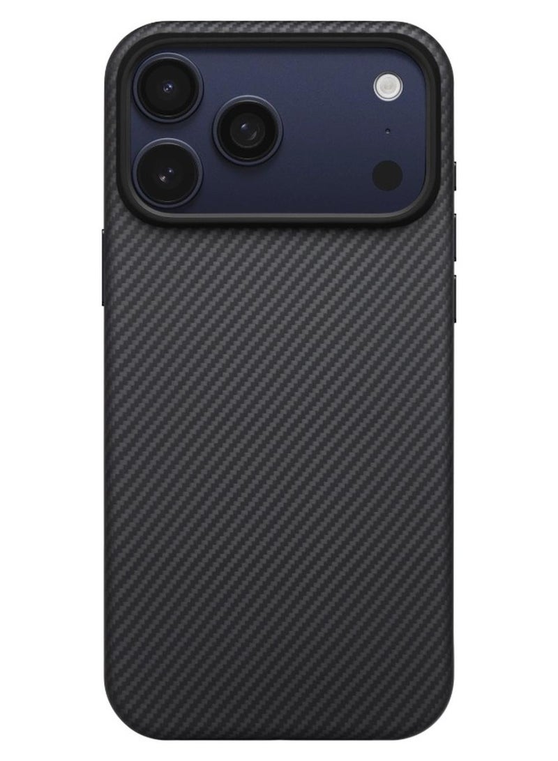 بيتاكا حافظة Aramid UltraGuard لـ iPhone 17 Pro / متوافقة مع MagSafe / حماية بمعيار عسكري / مقاومة للخدوش / نحيفة وخفيفة الوزن / غطاء خلفي / زر محسّن بتقنية كابتيف - أسود/رمادي - Image 1