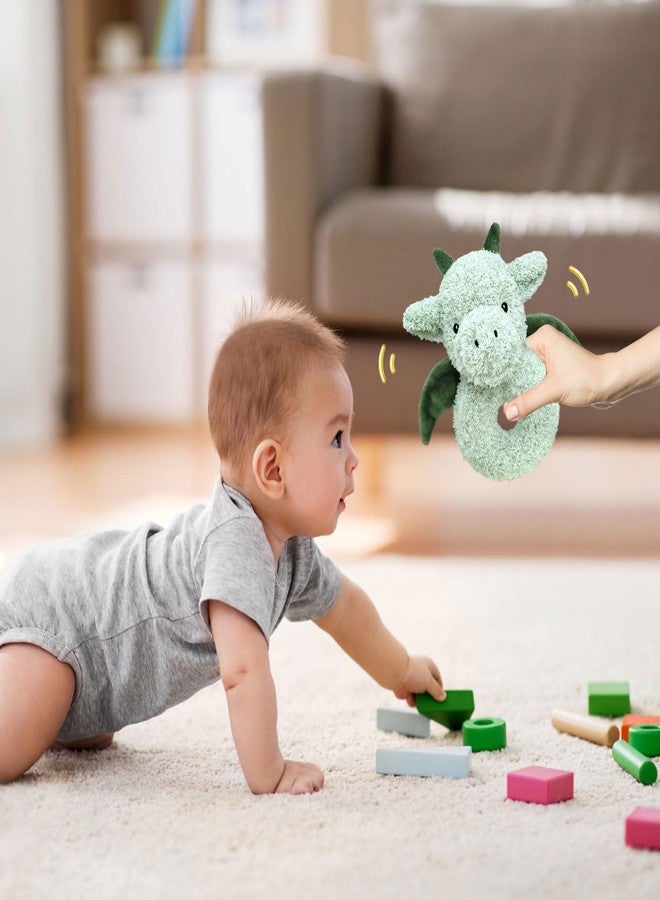 Doindute Baby Dragon Soft Rattle Toy, Plush Dinosaur Infant Shaker Rattle Easy-Grasp Stuffed Animal Toy, Gifts for Newborns Babies Toddlers Boys Girls, Green, 6 Inches - Image 5