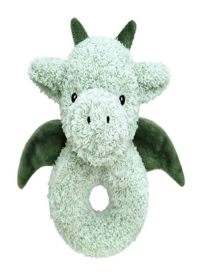Doindute Baby Dragon Soft Rattle Toy, Plush Dinosaur Infant Shaker Rattle Easy-Grasp Stuffed Animal Toy, Gifts for Newborns Babies Toddlers Boys Girls, Green, 6 Inches - Image 1