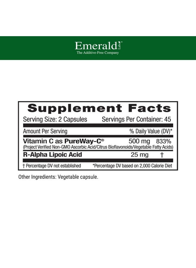 Emerald Laboratories Emerald Labs Pureway C 500Mg Dietary Supplement With Vitamin C And Ralpha Lipoic Acid For Healthy Immune System And Liver Function 90 Vegetable Capsules  - Image 3