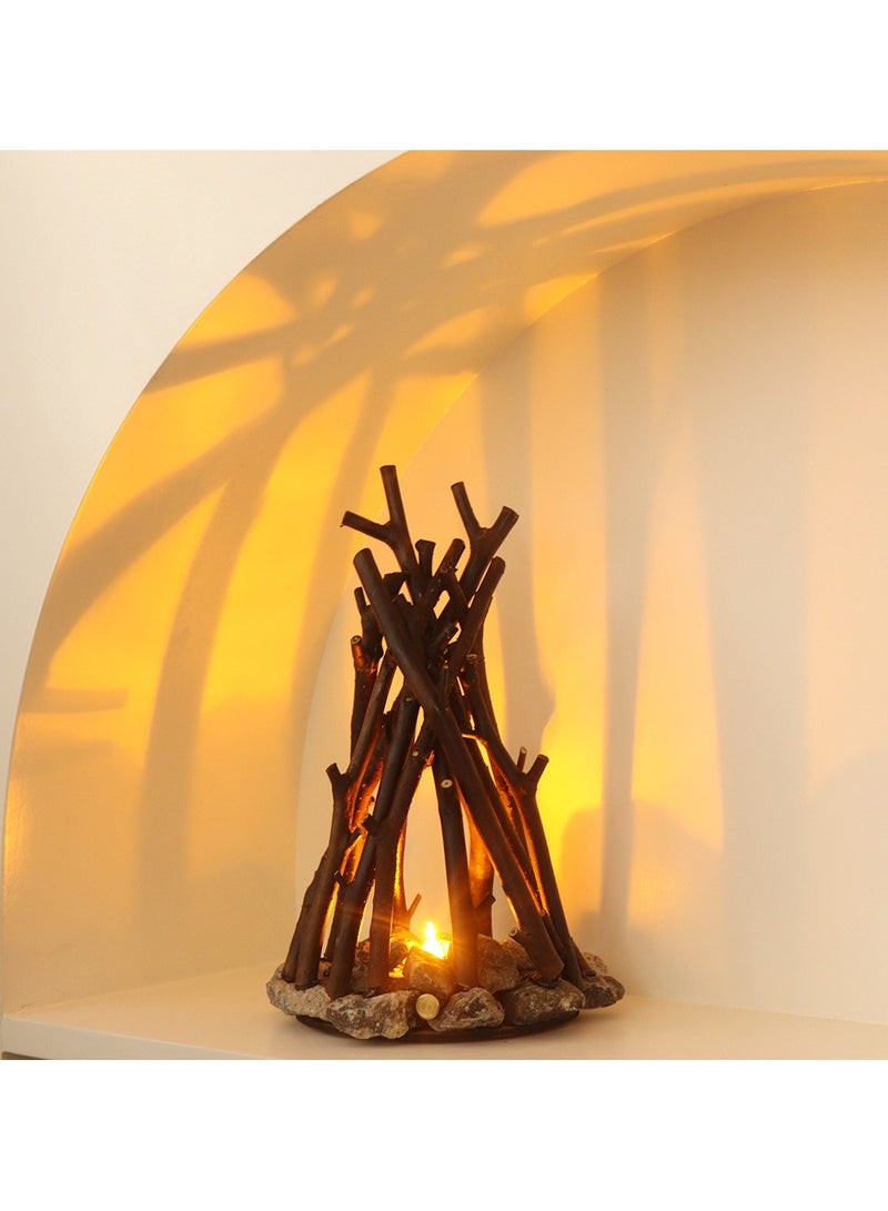 general Minimalist vintage decorative branch-shaped LED burning bonfire 3D desktop table lamp can be used as an ornament - Image 1