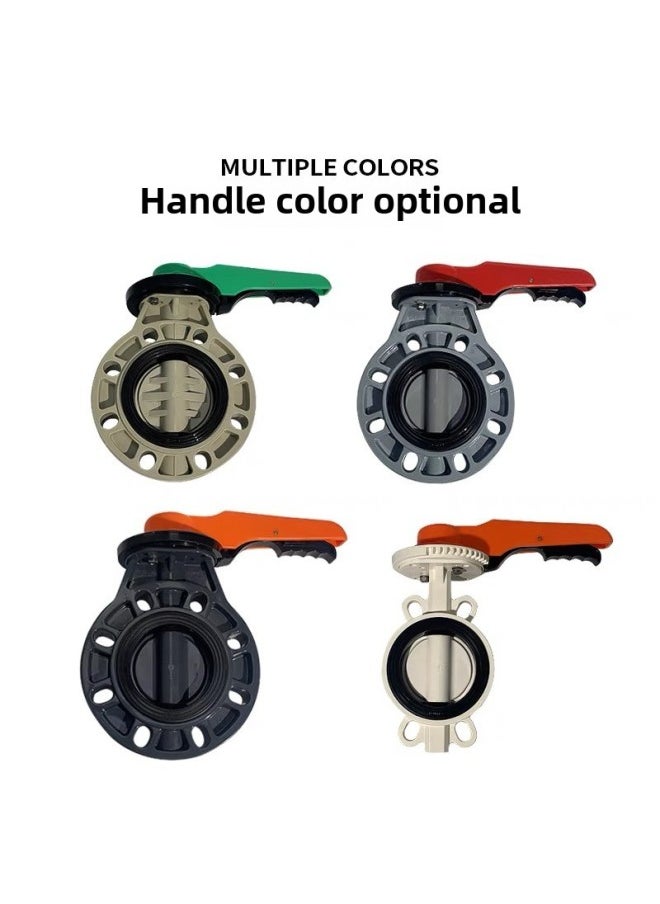 Generic - UPVC/CPVC/PPH Butterfly Valve Handle Manual Turbine Double Clamp PN16 Kg National Standard American Standard Japanese Standard EPDM Fluorine-Color:Handle Butterfly Valve Dn65 (2-1/2'') (65a) + Epdm Seal - Image 1