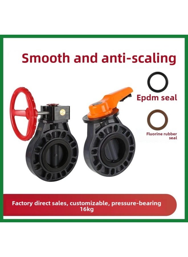 Generic - UPVC/CPVC/PPH Butterfly Valve Handle Manual Turbine Double Clamp PN16 Kg National Standard American Standard Japanese Standard EPDM Fluorine-Color:Handle Butterfly Valve Dn65 (2-1/2'') (65a) + Epdm Seal - Image 1