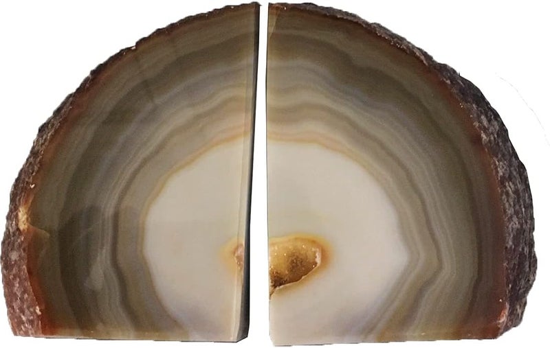 AMOYSTONE Heavy Duty Agate Bookend Polished Art with Rubber Bumpers (Brown,2-3LBS, JY1903-02) - Image 4