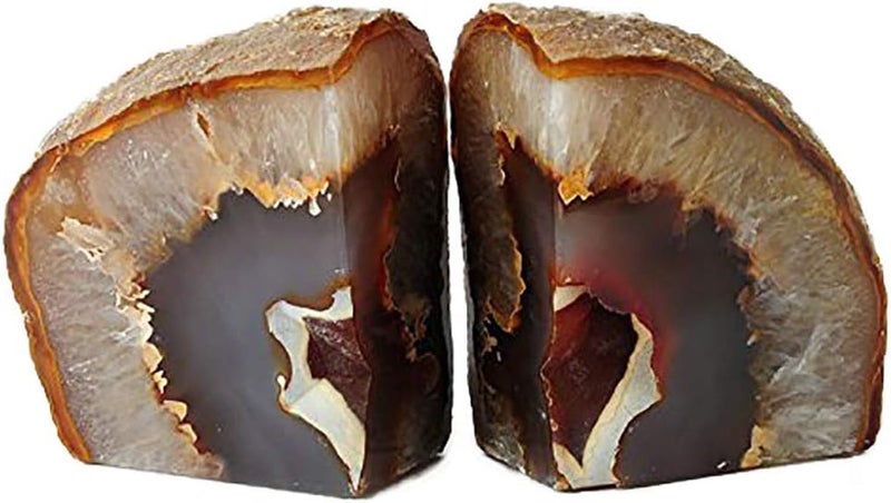 AMOYSTONE Heavy Duty Agate Bookend Polished Art with Rubber Bumpers (Brown,2-3LBS, JY1903-02) - Image 3
