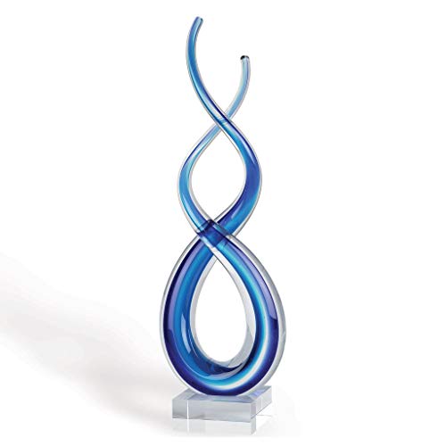 Badash - Touch of The Blues Murano Style Art Glass Centerpiece on Crystal Base H14 - Image 1