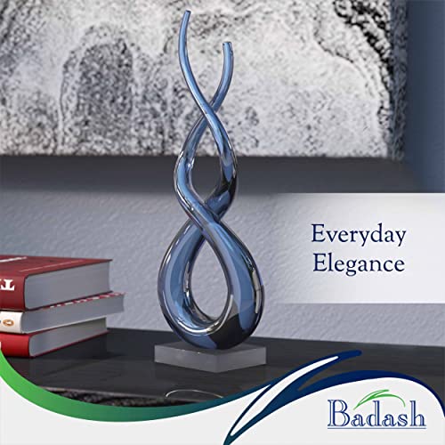 Badash - Touch of The Blues Murano Style Art Glass Centerpiece on Crystal Base H14 - Image 5