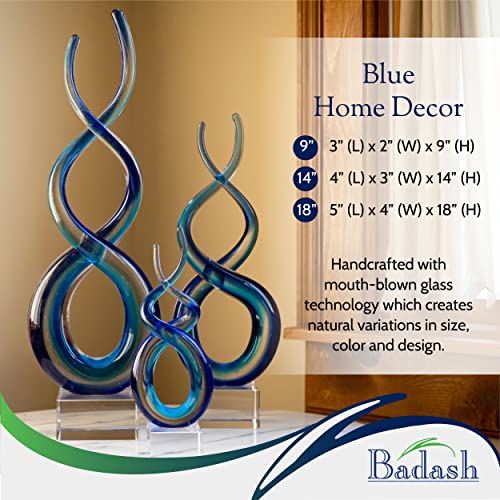 Badash - Touch of The Blues Murano Style Art Glass Centerpiece on Crystal Base H14 - Image 4