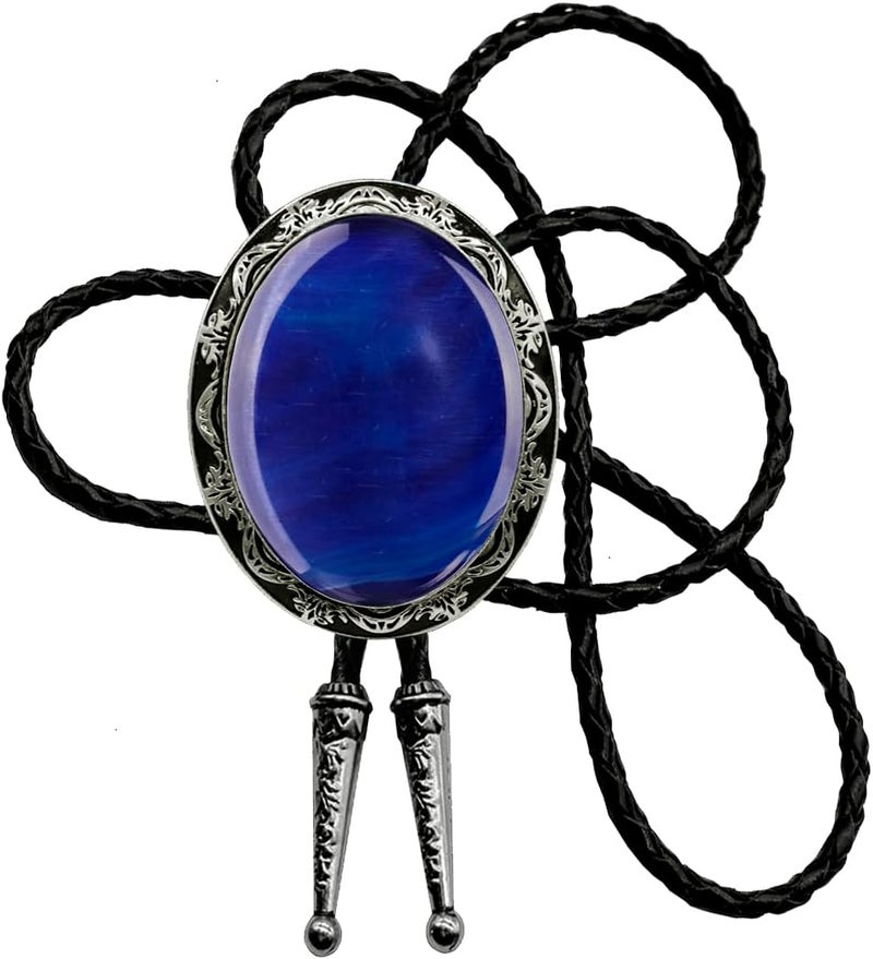 Moranse Bolo Tie with Natural Tiger Eye Stone Celtic Style Genuine and Cowhide Rope - Image 1