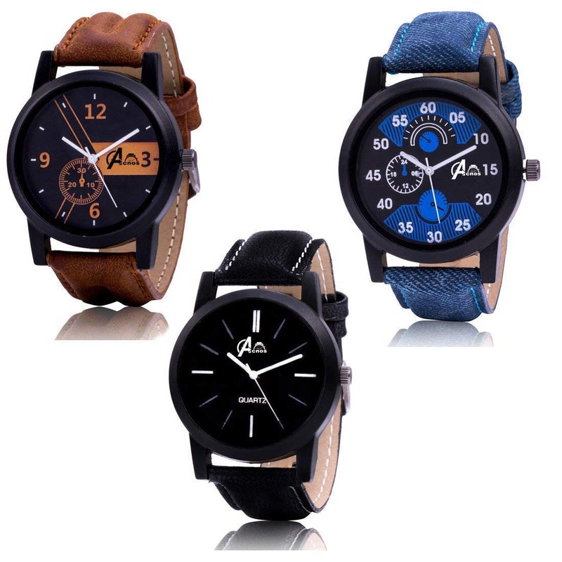 Acnos® Premium Black Dial Analogue Watches Combo Set for Men Pack of - 3(WAT-LR-01-02-05-CMB) - Image 5