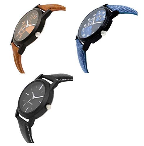 Acnos® Premium Black Dial Analogue Watches Combo Set for Men Pack of - 3(WAT-LR-01-02-05-CMB) - Image 2