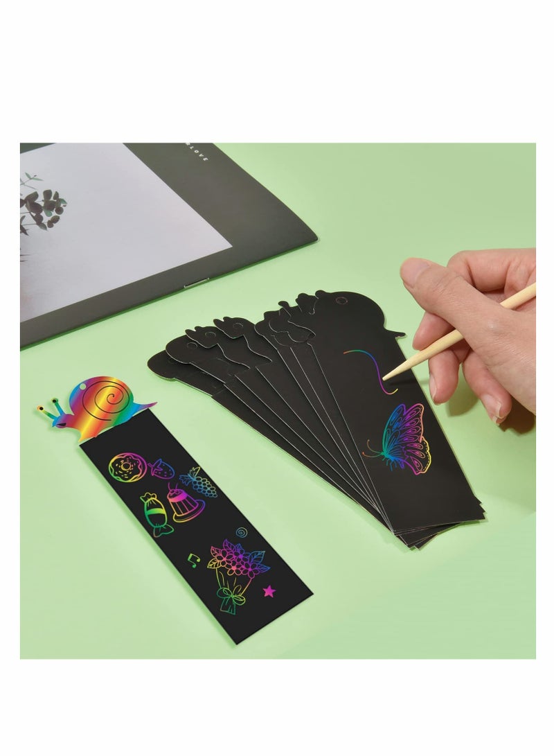 SYOSI Scratch Art Magic Rainbow Bookmarks for Kids Children, Animal Craft DIY Paper Scratch Art Gift Tags with 60 Colorful Ropes and 30 Stylus for Classroom Gifts, Party Bags Filler for Kids (60Pcs) - Image 4