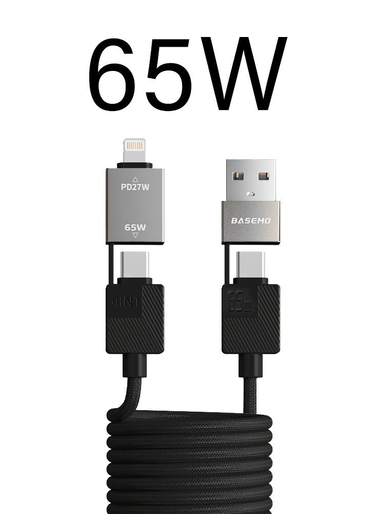 Kara Manda 65W Multi Magnetic Charging Cable, 4 in 1 Multiple Multi Cord Compatible with Lightning,Type C,Micro USB Data Cable Nylon Braided Compatible for Android, Nintendo Switch, Huawei, iPhone iPad - Image 1