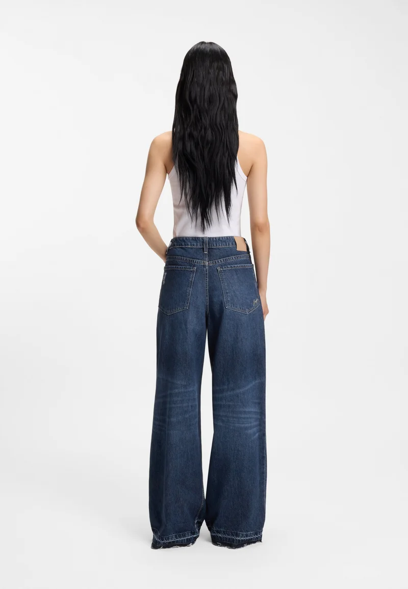 BOSS Relaxed-fit jeans in blue rigid denim