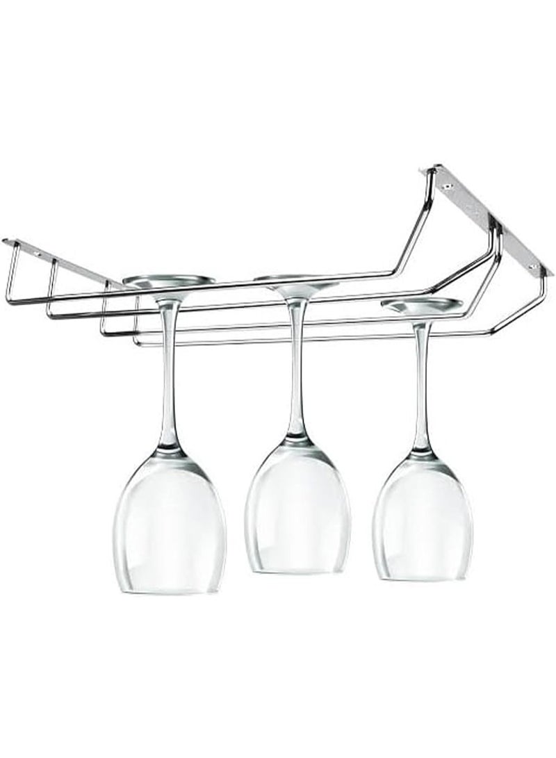 Dunekart Stainless Steel Wine Glass Rack Holder – Under Cabinet Stemware Hanger, Stainless Steel Mount for Kitchen & Bar, Silver - Image 2
