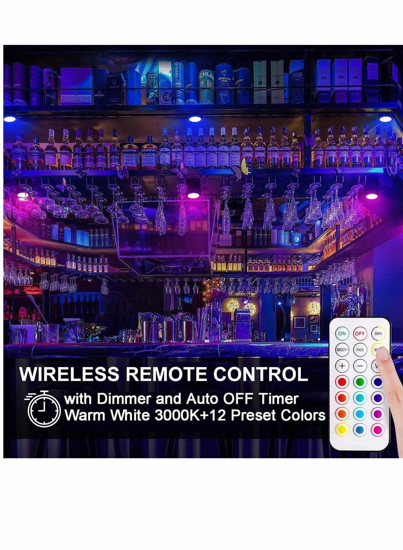 كابتن تيك مصابيح LED باك مع جهاز تحكم عن بعد ، إضاءة لاسلكية أسفل الخزانة ، مصابيح تعمل بالبطارية ، عصا على باهتة وموقت متغير اللون ، مصباح خزانة يعمل AA ، 6 عبوات - Image 2