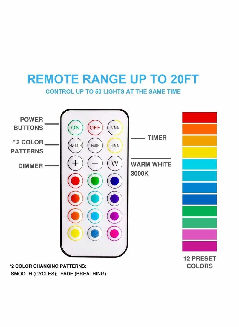 كابتن تيك مصابيح LED باك مع جهاز تحكم عن بعد ، إضاءة لاسلكية أسفل الخزانة ، مصابيح تعمل بالبطارية ، عصا على باهتة وموقت متغير اللون ، مصباح خزانة يعمل AA ، 6 عبوات - Image 4