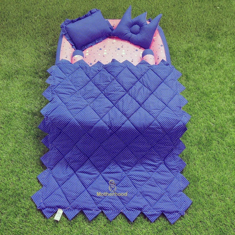 MOTHERHOOD MOTHERHOOD Box Baby Tub Bed with 4 pc Baby Pillow and 1 Large Baby Blanket Luxury UltraSoft Comfortable Baby Mattress Bed Sleeper Bedding Set coSleeper for Newborn to ToddlersZ Pink D - Image 1
