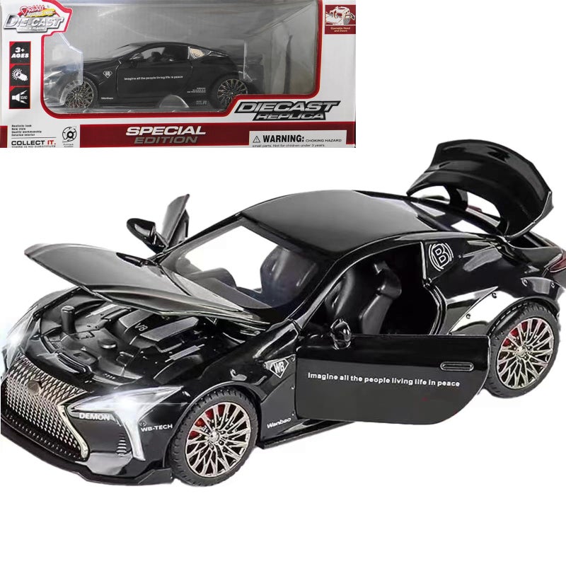 ERBADIHAGO Toy Cars Compatible for LC500 Model Car 132 Diecast Collect Car Toy with Light and Sound Diecast Metal Collectible Model Cars for 3 Year Old Boys Pull Back Car Gift Toys for KidsBlack - Image 3