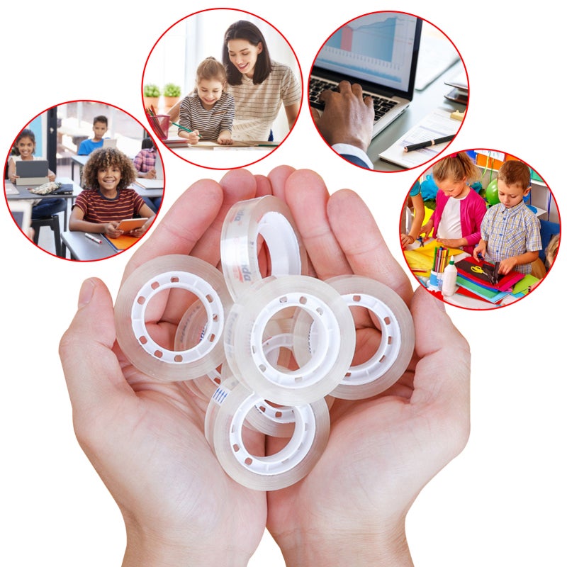 Transparent Tape Rolls: 5Pcs 12Mm 20Y Premium BOPP Material - Strong Adhesion Smooth Cutting Hand Tearing Tape for Office School Home Handcraft - Image 2