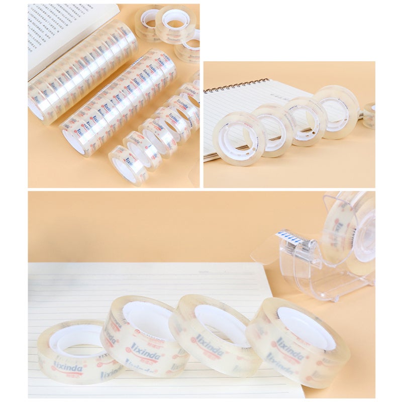 Transparent Tape Rolls: 5Pcs 12Mm 20Y Premium BOPP Material - Strong Adhesion Smooth Cutting Hand Tearing Tape for Office School Home Handcraft - Image 3