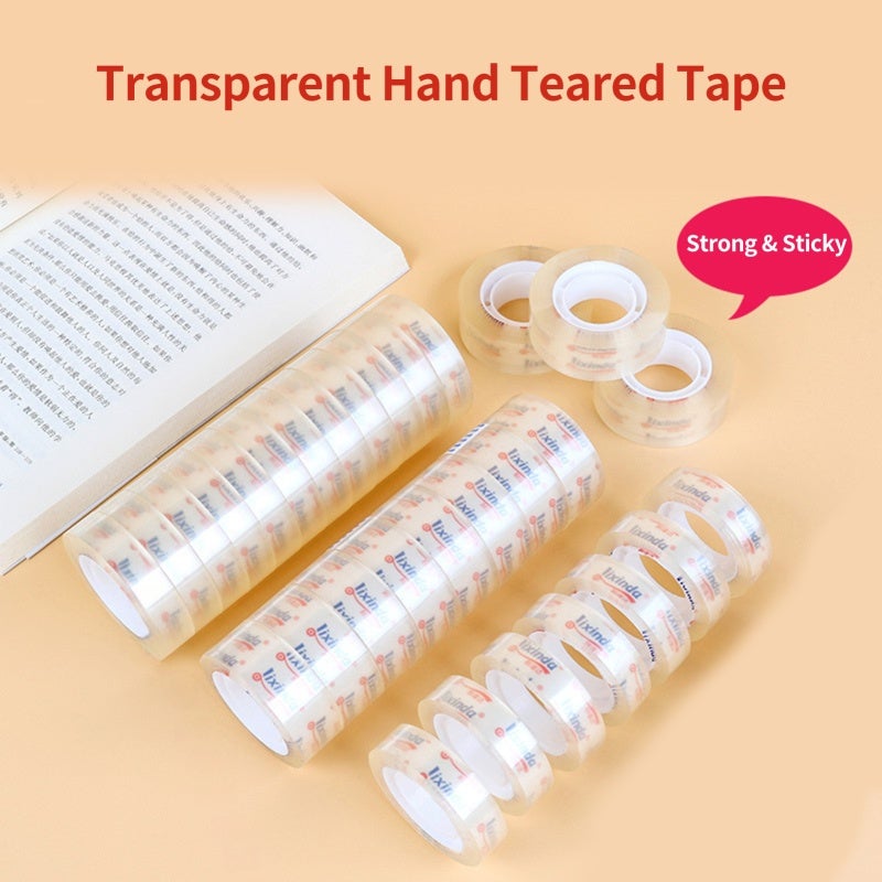 Transparent Tape Rolls: 5Pcs 12Mm 20Y Premium BOPP Material - Strong Adhesion Smooth Cutting Hand Tearing Tape for Office School Home Handcraft - Image 4